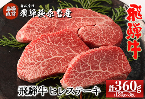 [冷凍]飛騨牛ヒレステーキ (120g×3枚) 牛肉 国産 ブランド牛 [22-18]
