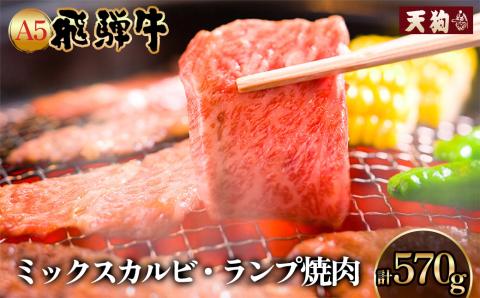 A5飛騨牛 ミックスカルビ・ランプ焼肉 570g(285g×2)[冷凍]赤身焼肉 もも 飛騨牛 牛肉 赤身 ブランド牛 肉ギフト カルビ ランプ 焼き肉 焼肉用 [11-1018]