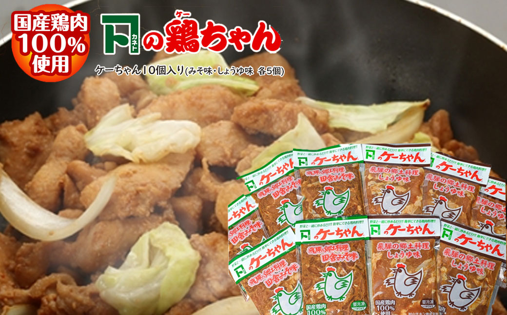 ケーちゃん10個入り(みそ味・しょうゆ味 各5個)けいちゃん 鶏ちゃん ケイちゃん 鶏肉 味付け 味付き 焼くだけ 簡単調理 下呂市 けーちゃん ケーちゃん[8-1]