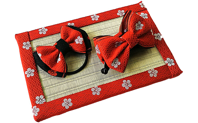 畳縁アクセサリ－縁結びセット（レッド）