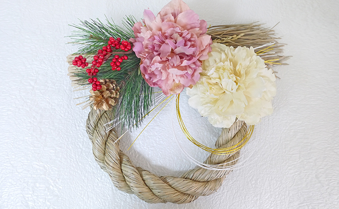 迎春紅梅しめ飾り③