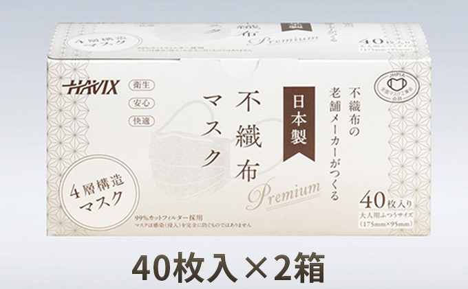 高機能4層構造不織布マスク 40枚入×2箱（80枚）