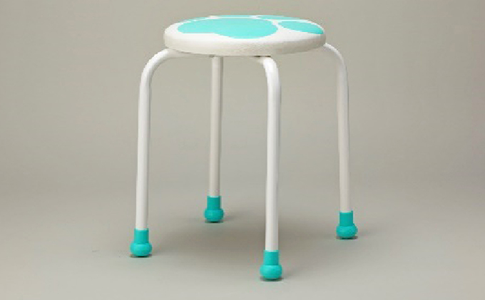 かわいい肉球柄のスツール（イス）　グリーン