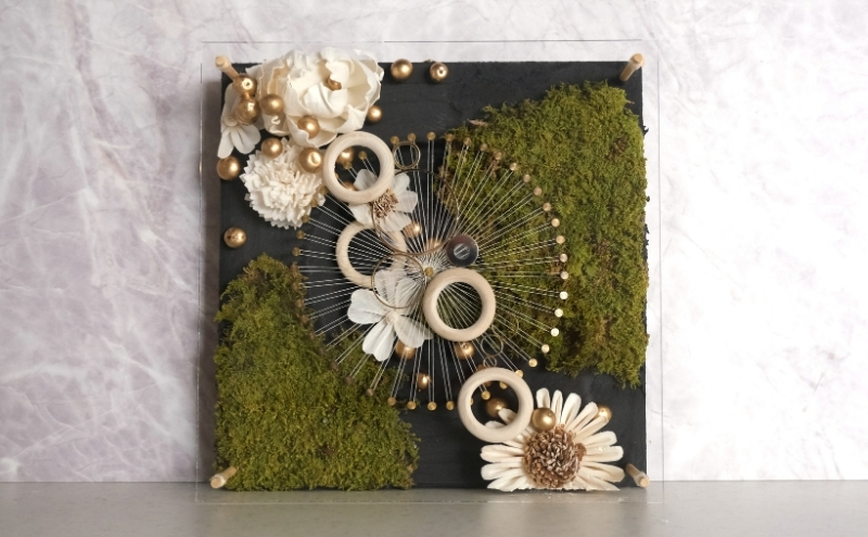 ウォールデコ/スクエア(2) インテリア オリジナル 立体インテリア 壁 装飾 花 フラワー ウッド  おしゃれ ギフト プレゼント 岐阜県 海津市