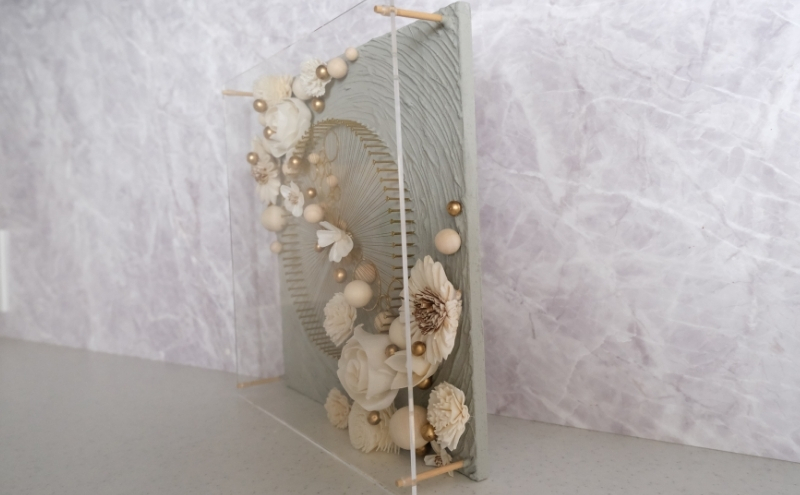 ウォールデコ/スクエア(3) インテリア オリジナル 立体インテリア 壁 装飾 花 フラワー ウッド  おしゃれ ギフト プレゼント 岐阜県 海津市