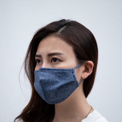 高機能デニム柄マスク(2枚)＆高機能素材折りたたみデニム柄エコバッグ(1個)　Bセット