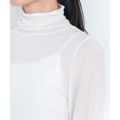 【洗える/とろける肌触り/草木染め】テンセルカシミヤ タートルネック　キナリ