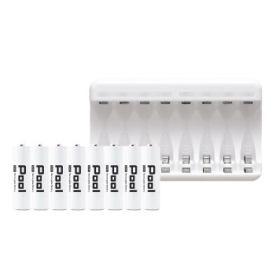 ニッケル水素充電池Pool-プールー(単3形充電池8本+8ポート充電器)セット