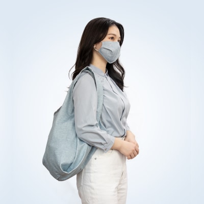 高機能デニム柄マスク(2枚)＆高機能素材折りたたみデニム柄エコバッグ(1個)　Bセット