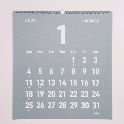 美濃和紙を使ったシルクスクリーン印刷オリジナル壁掛けカレンダー【白×ぎんねず】