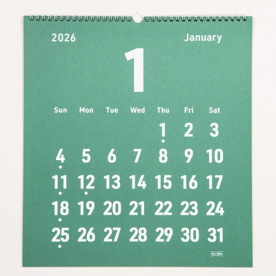 美濃和紙を使ったシルクスクリーン印刷オリジナル壁掛けカレンダー【白×あいいろ】