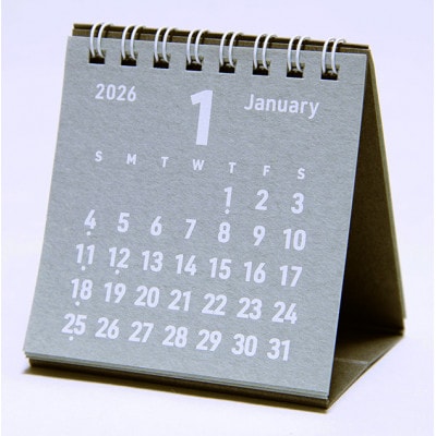 美濃和紙を使ったシルクスクリーン印刷オリジナル卓上カレンダー【白×ぎんねず】