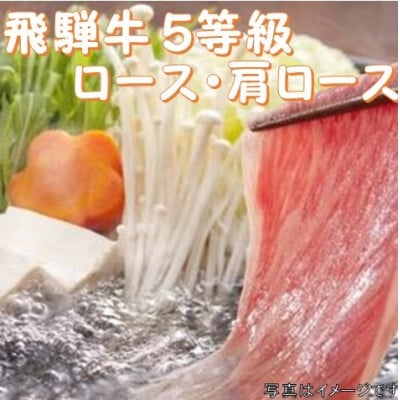 飛騨牛 5等級　すき焼き・しゃぶしゃぶ用　500g(ロース・肩ロース)養老うどん付(3人前)【配送不可地域：離島】