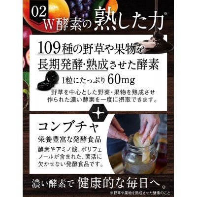 【毎月定期便】酵素サプリメント炭酵素ファイバーKUROBIOコエンザイムQ10、30日30粒全4回