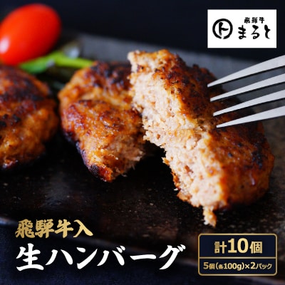 飛騨牛入特製生ハンバーグ　100g×10個【配送不可地域：離島】