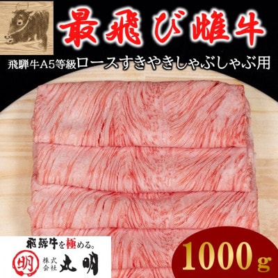 【最飛び雌牛】飛騨牛A5等級ロースすきやきしゃぶしゃぶ用　1000g【配送不可地域：離島】