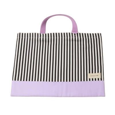 日本製 人気レッスンバッグ ラベンダー×ストライプ(細)