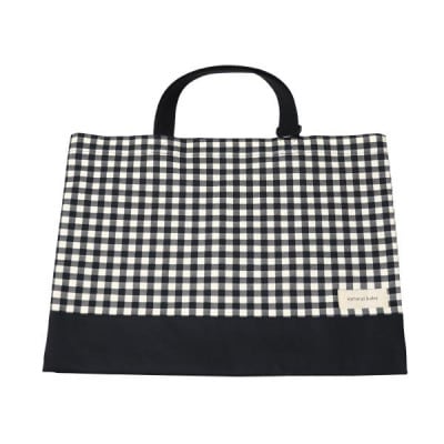 日本製 人気レッスンバッグ ブラック×ギンガムチェック
