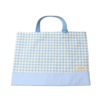 日本製 人気レッスンバッグ ブルー×ギンガムチェック