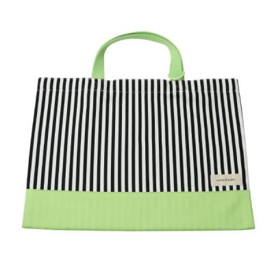 日本製 人気レッスンバッグ アップルグリーン×ストライプ(細)