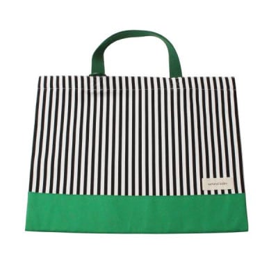 日本製 人気レッスンバッグ グリーン×ストライプ(細)