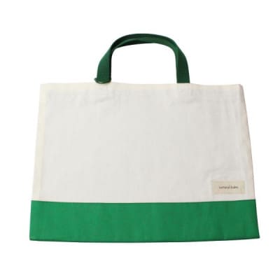 日本製 人気レッスンバッグ グリーン×キナリ