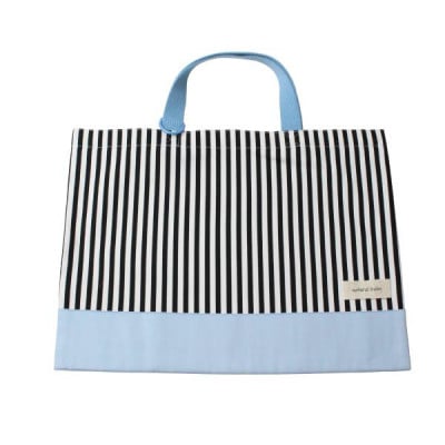 日本製 人気レッスンバッグ ブルー×ストライプ(細)