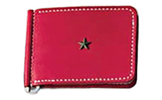 【贅沢な本革手縫い】 マネークリップ（札ばさみ）　レッド