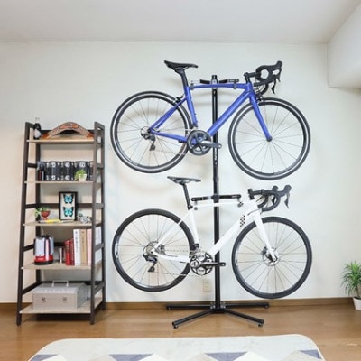 ミノウラのペアスタンド(P-500AL-7S)　自立式自転車展示台　2台用　黒