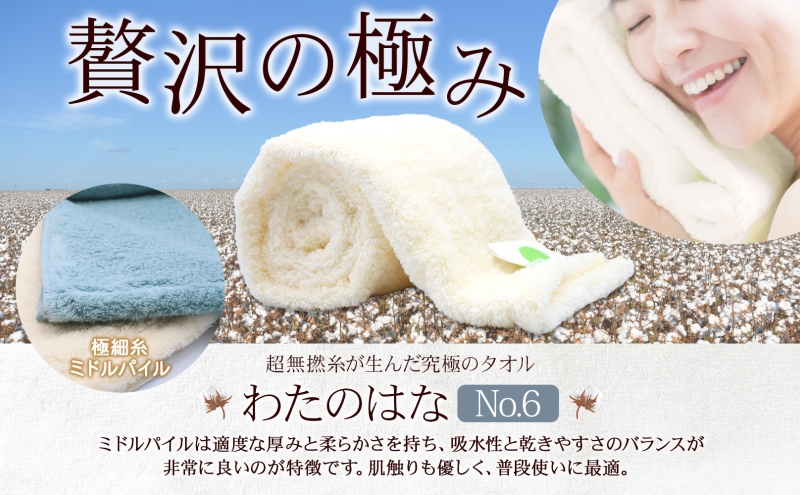 超無撚糸 タオル わたのはな No.6 感謝 カーネーション 約34×120cm 八分咲き 極細糸 ミドルパイル むねんし 雑貨 日用品 パイル 綿100％ 柔らか 軽い ボリューム 吸水 風合い ハーフバスタオル プレゼント ギフト 贈り物 浅野撚糸 送料無料 岐阜県 安八町