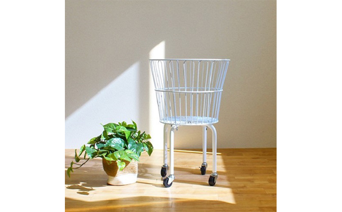 スリム円形バスケットワゴン ランドリーワゴン キャスター付き