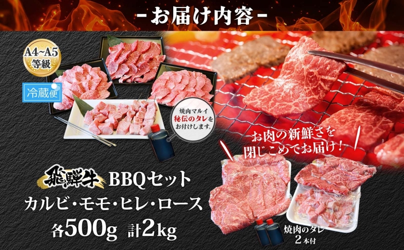 焼肉マルイ 串付き 飛騨牛BBQセット 約2kg 焼肉 串焼き BBQ セット カルビ ヒレ肉 モモ肉 ロース肉 お肉 肉 お家で簡単 本格 国産 国産牛 牛 牛肉 和牛 秘伝のたれ タレ付き 焼くだけ簡単 お取り寄せグルメ 送料無料 岐阜県 安八町