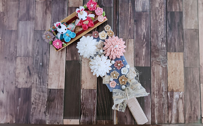 羽子板 つまみ細工 伝統工芸 手作り 羽子板飾り 和風 アンティーク風 上品 華やか お正月 お祝い 贈り物 新年 縁起物 受注生産 つまみ細工工房ちより。 送料無料 岐阜県 安八町