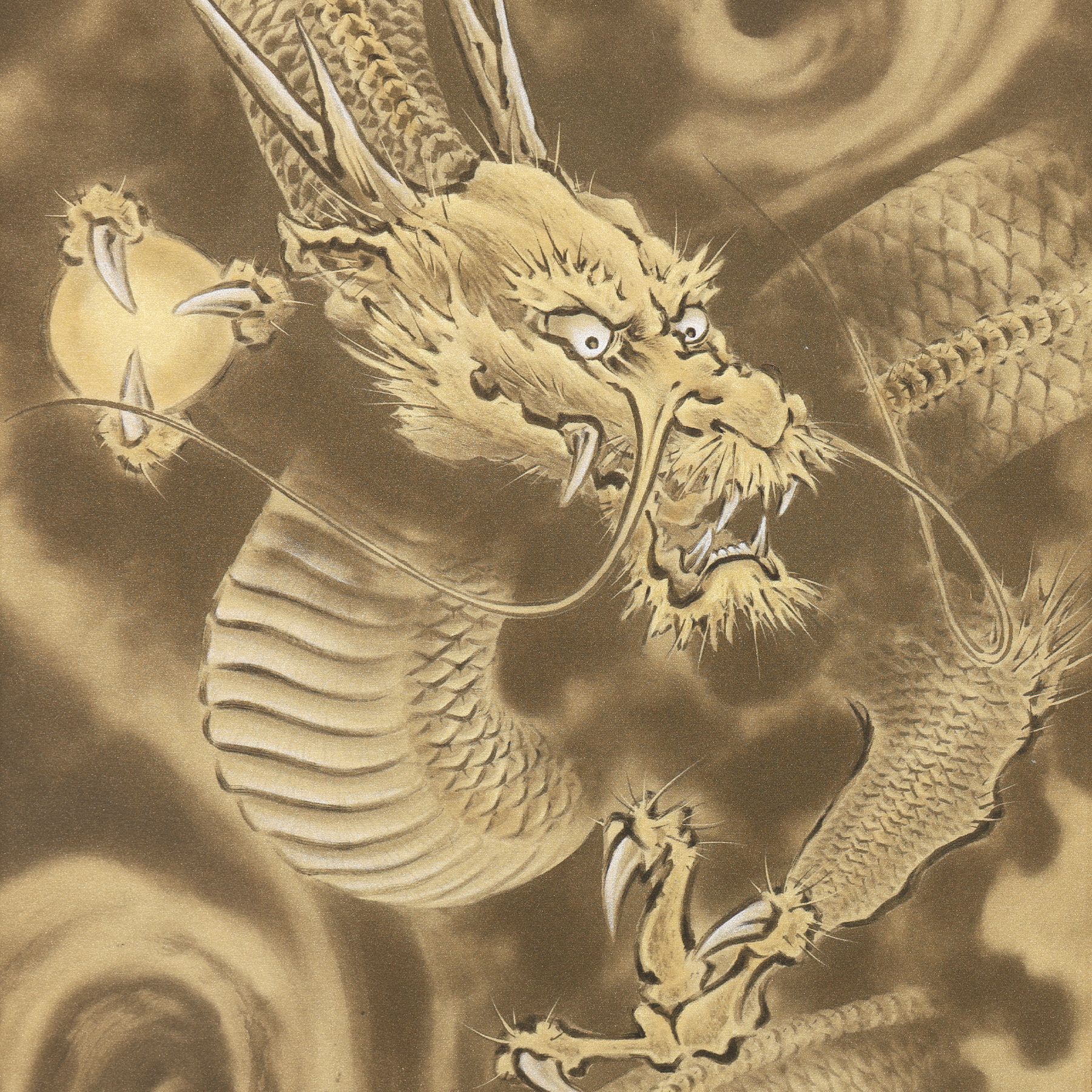 掛軸 「開運　金龍」 今井玲豊 尺五立