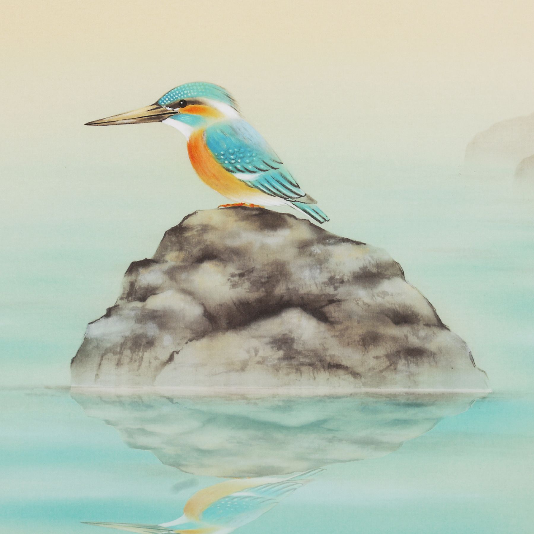 掛軸 「楓に川蝉」 吉田豊青 尺五立