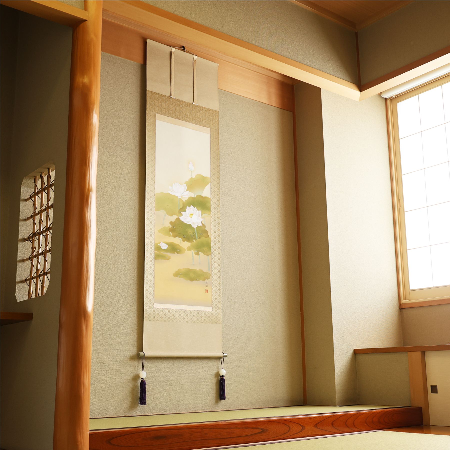 掛軸 「蓮心」 鈴木優莉 尺五立