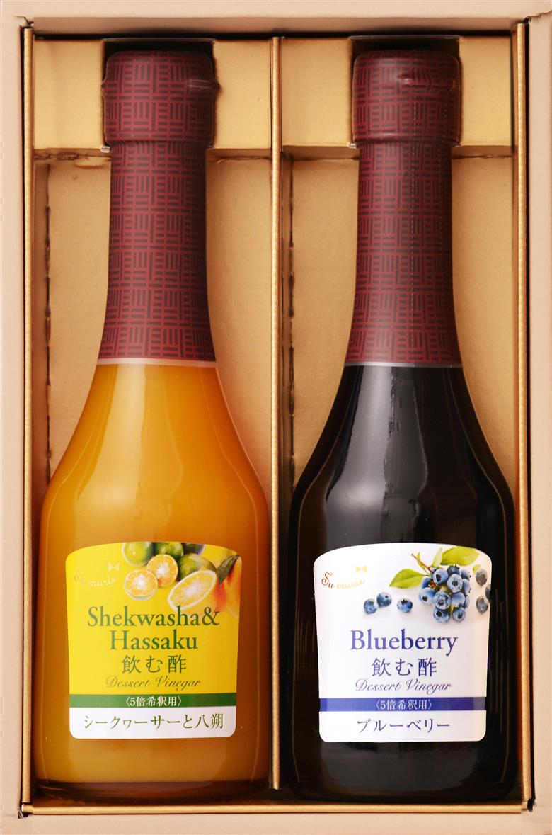 オークスハート 飲む酢 デザートビネガー 詰合せ 2本 セット (各 250ml) フルーツビネガー 果実酢 ブルーベリー シークヮーサーと八朔 内堀醸造