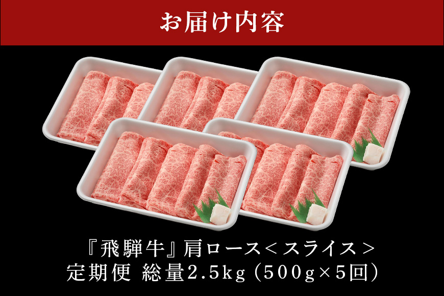 【定期便5回】飛騨牛 A5等級 カタロース スライス 500g 5回&「炭火焼豚」セット