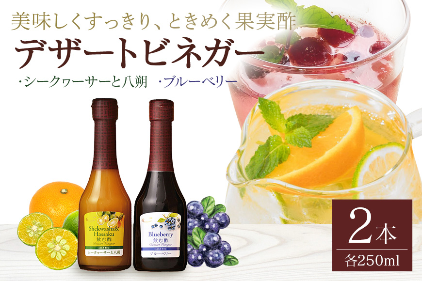 オークスハート 飲む酢 デザートビネガー 詰合せ 2本 セット (各 250ml) フルーツビネガー 果実酢 ブルーベリー シークヮーサーと八朔 内堀醸造
