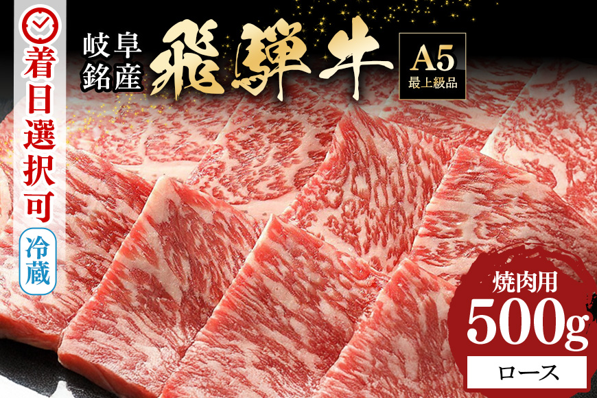 【冷蔵配送】飛騨牛 A5等級 ロース焼肉用 500g 焼肉 焼き肉 バーベキュー BBQ キャンプ アウトドア