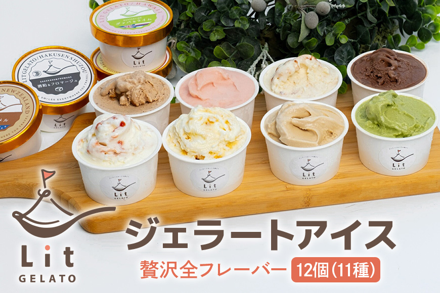 贅沢全フレーバー (個性あふれるフレーバー・定番フレーバー) Lit GELATO 手作りジェラート 12個セット