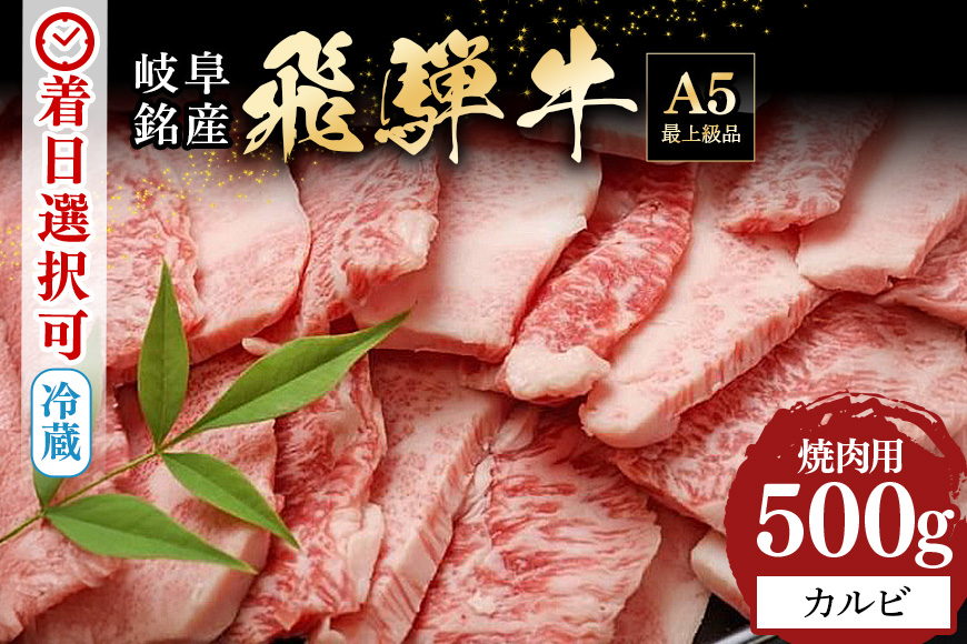 【冷蔵配送】飛騨牛 A5等級 カルビー焼肉用 500g 焼肉 焼き肉 バーベキュー BBQ キャンプ アウトドア