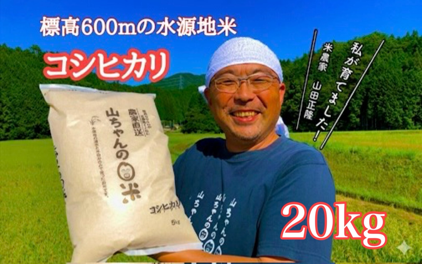 農家直送「山ちゃんのお米」コシヒカリ20kg