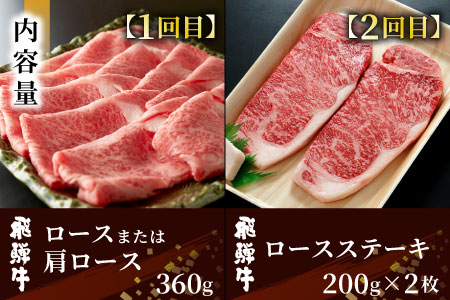 定期便 6回 飛騨牛 ロース 肩ロース カタ モモ ステーキ ロースステーキ サーロインステーキ すき焼き しゃぶしゃぶ 肉 牛 牛肉 和牛 養老ミート