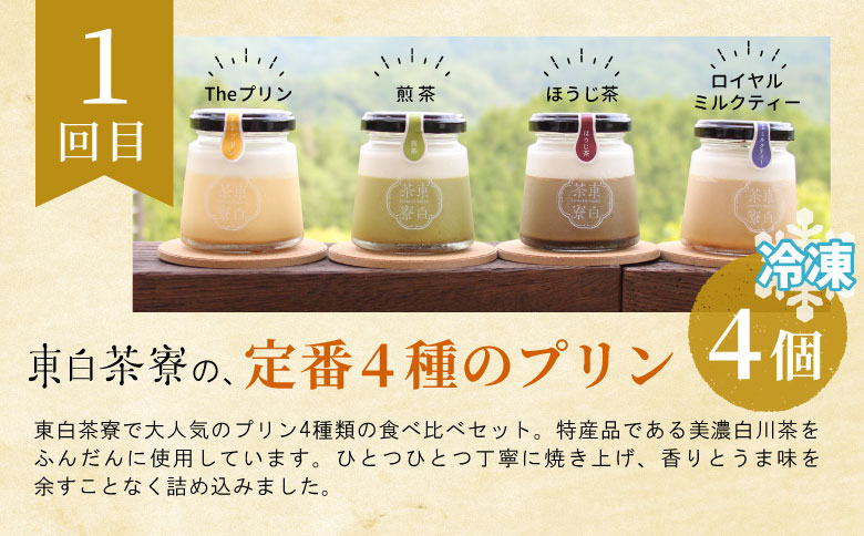✖東白川村 スイーツ定期便 全3回 お菓子 スイーツ 東白茶寮 プリン 煎茶プリン ほうじ茶プリン ロイヤルミルクティー カスタードプリン つちのこ焼き たい焼き アイス 抹茶アイス 贈り物 美濃白川茶 煎茶 ほうじ茶 お茶 日本茶 緑茶 和スイーツ 贅沢 食べ比べ 20000円