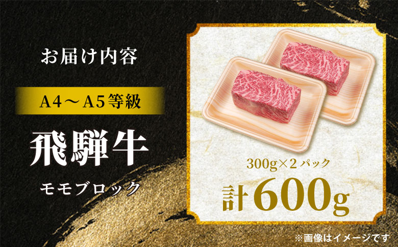 飛騨牛 ももブロック 600g ローストビーフ ステーキ 焼肉 A5 A4 もも もも肉 ブロック肉 塊肉 国産 牛 冷凍 和牛 牛肉 豪華 ギフト 贈答 にく お肉 肉 東白川村 岐阜 飛騨 贅沢 霜降り 赤身 肉のひぐち 600g（21,000円）