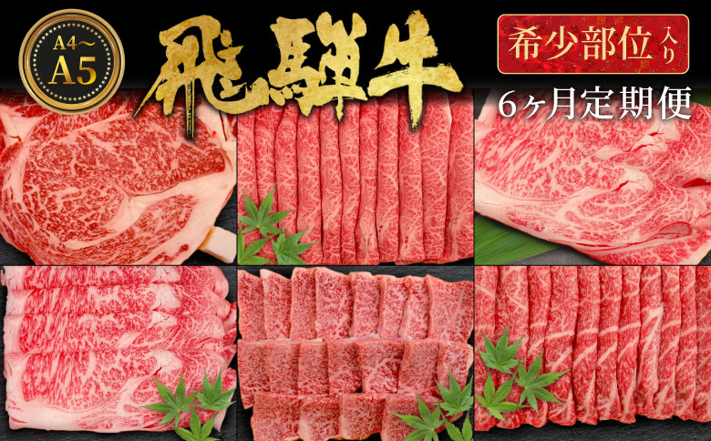 飛騨牛 希少部位 定期便 全6回 計1.86kg 2人前相当 すき焼き しゃぶしゃぶ ステーキ 焼肉 BBQ リブロース ランプ イチボ とも三角 ミスジ リブロースステーキ 贅沢 贈り物 6ヶ月 定期 おすすめ レア 人気 飛騨 ブランド牛 牛肉 肉 肉のひぐち 【7月発送開始】