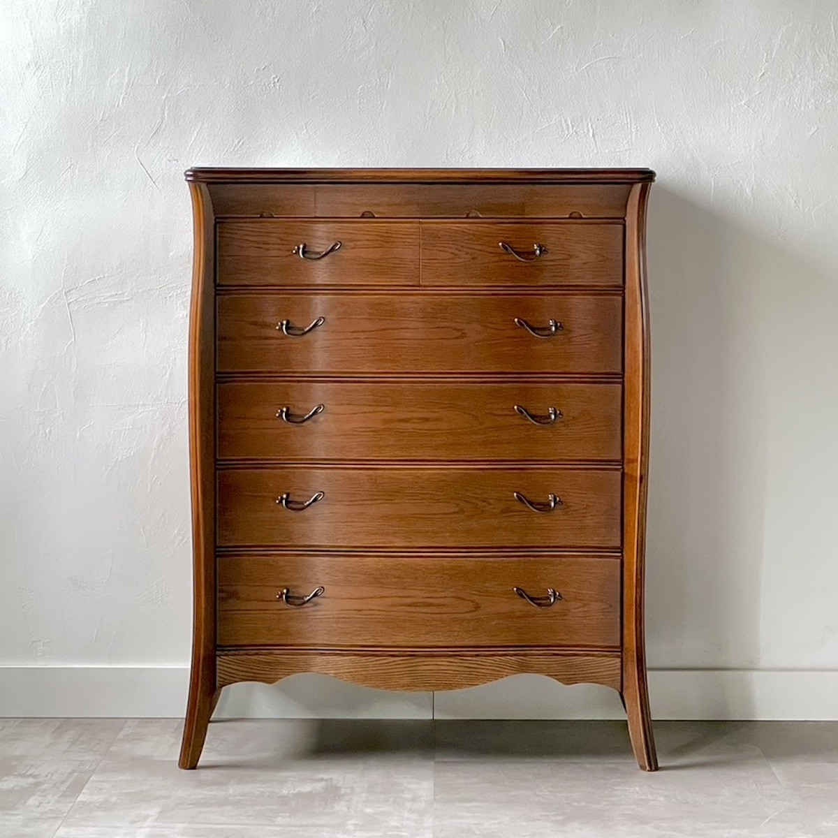 松永工房 Continue ハイチェスト アンティークカラー  クラシック エレガント インテリア アンティーク調家具 木製 チェスト ねこ脚 タンス 収納家具 収納 カンティーニュ 寝室【配送不可：沖縄・離島】