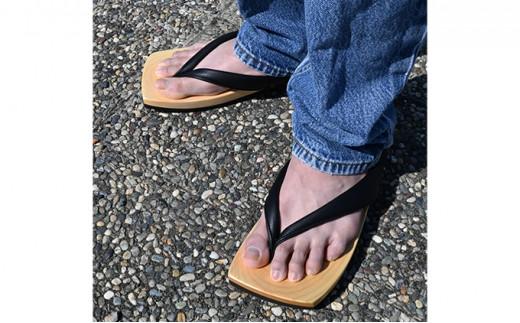 下駄　茶人 SA-05 スムース革/ブラック Mサイズ