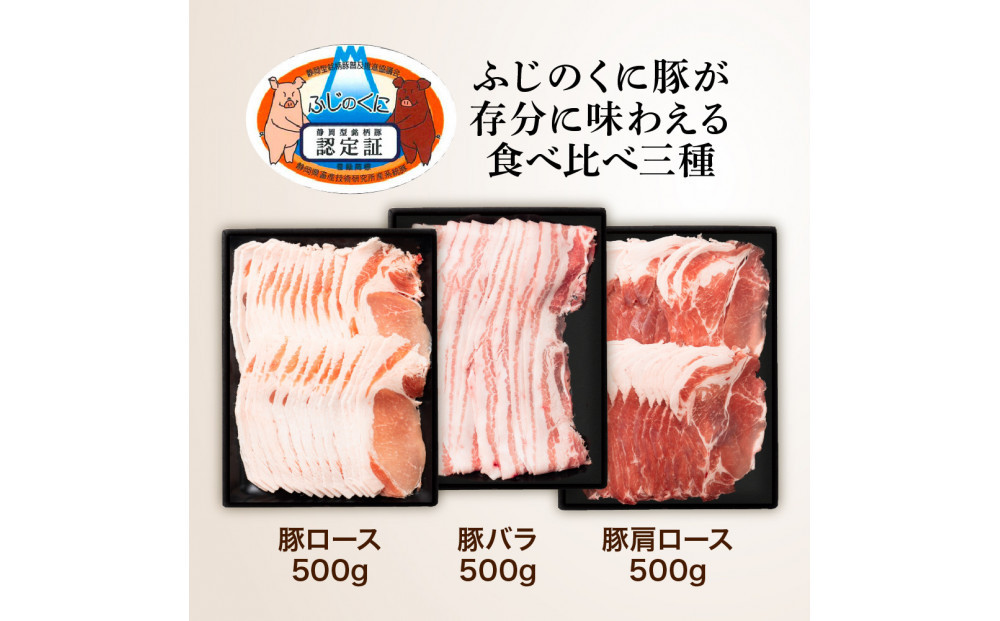 静岡県産ふじのくに豚しゃぶしゃぶ用3種セット（バラ・ロース・肩ロース各500g）【配送不可：離島】